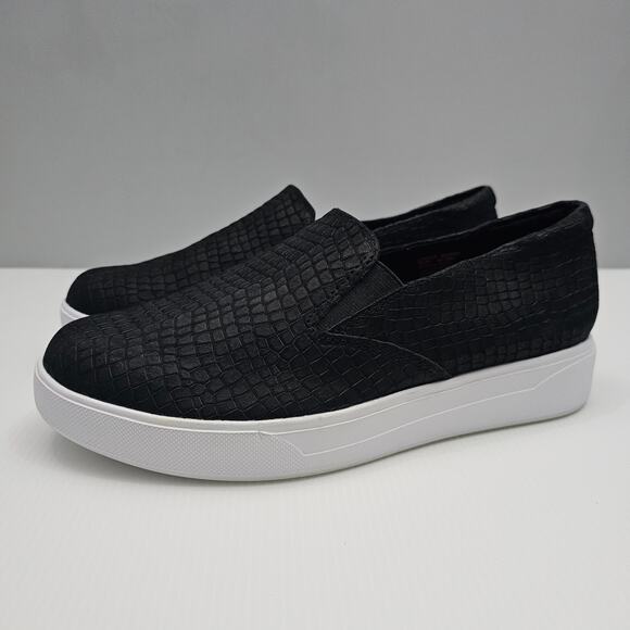 Munro Lennox Sneaker Womens 9 WIDE Black Nubuck Croc Embossed Slip On Platform - Picture 14 of 14